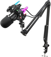 FIFINE USB Dynamic Microphone with Arm, Mute Button and Shock Mount